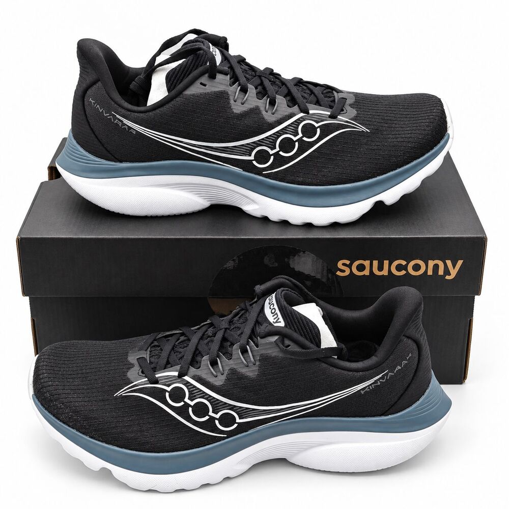 Saucony Kinvara 16 Mens 9.5 Black White PWRRUN Lightweight Road Running Sneakers